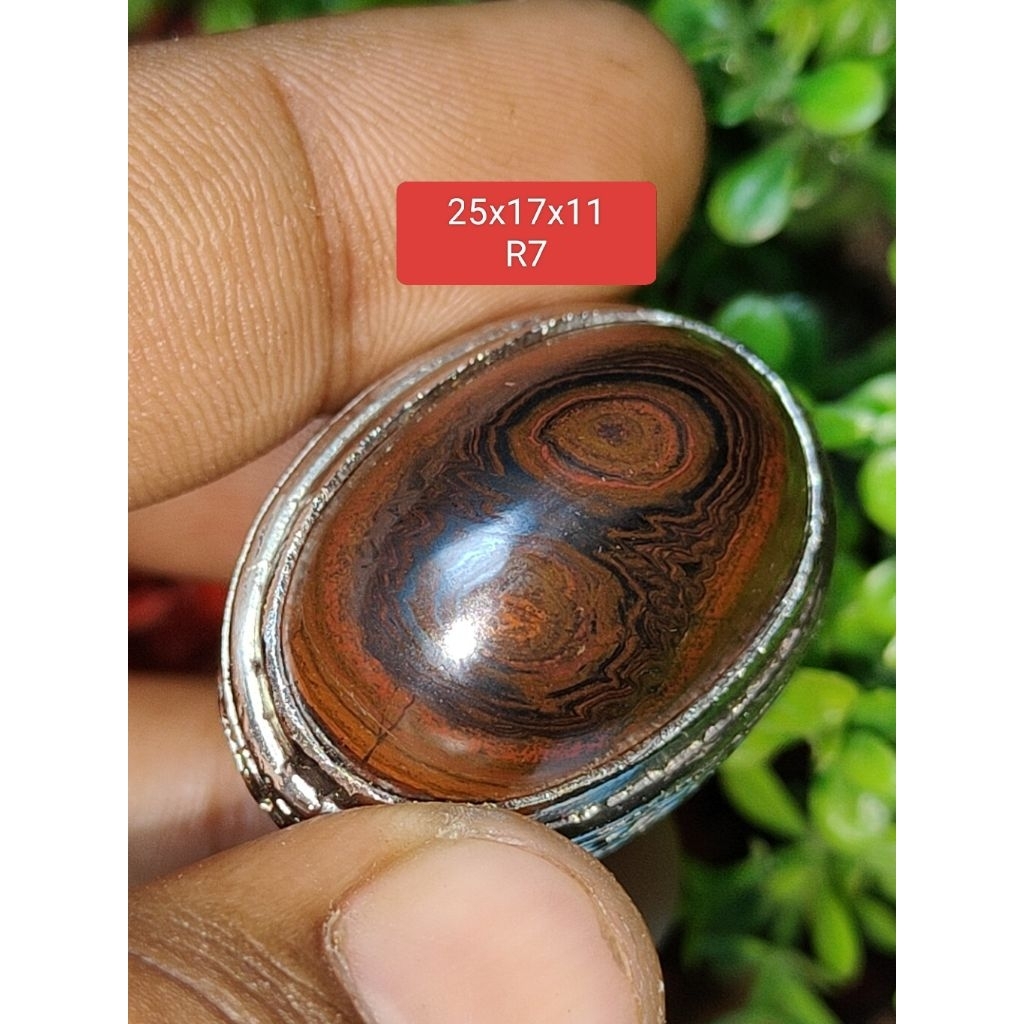cincin batu akik puser bumi double bungkem badar besi lengket magnet