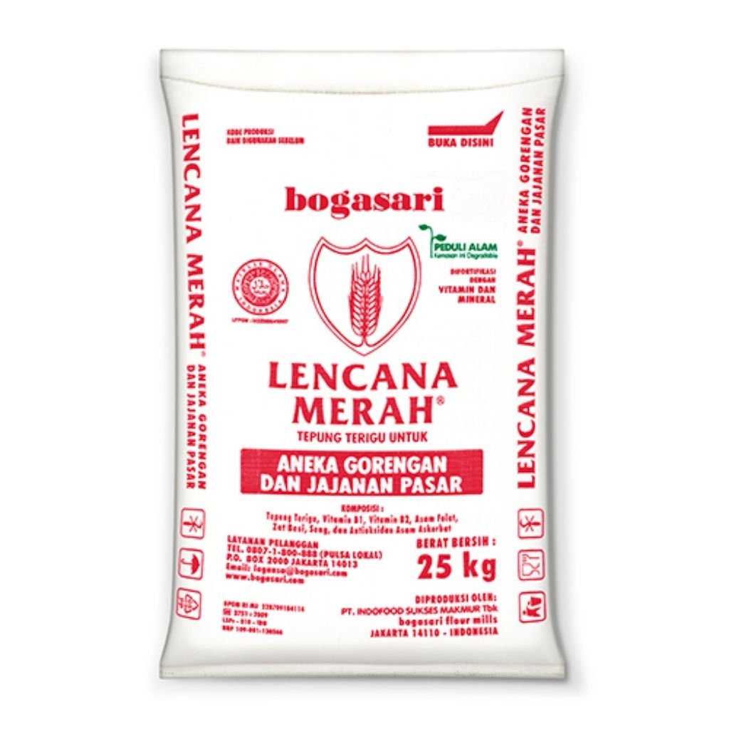 Tepung Terigu Lencana Merah 25 Kg / Lencana Merah 25 Kg Tepung Terigu Bogasari / tepung terigu lenca