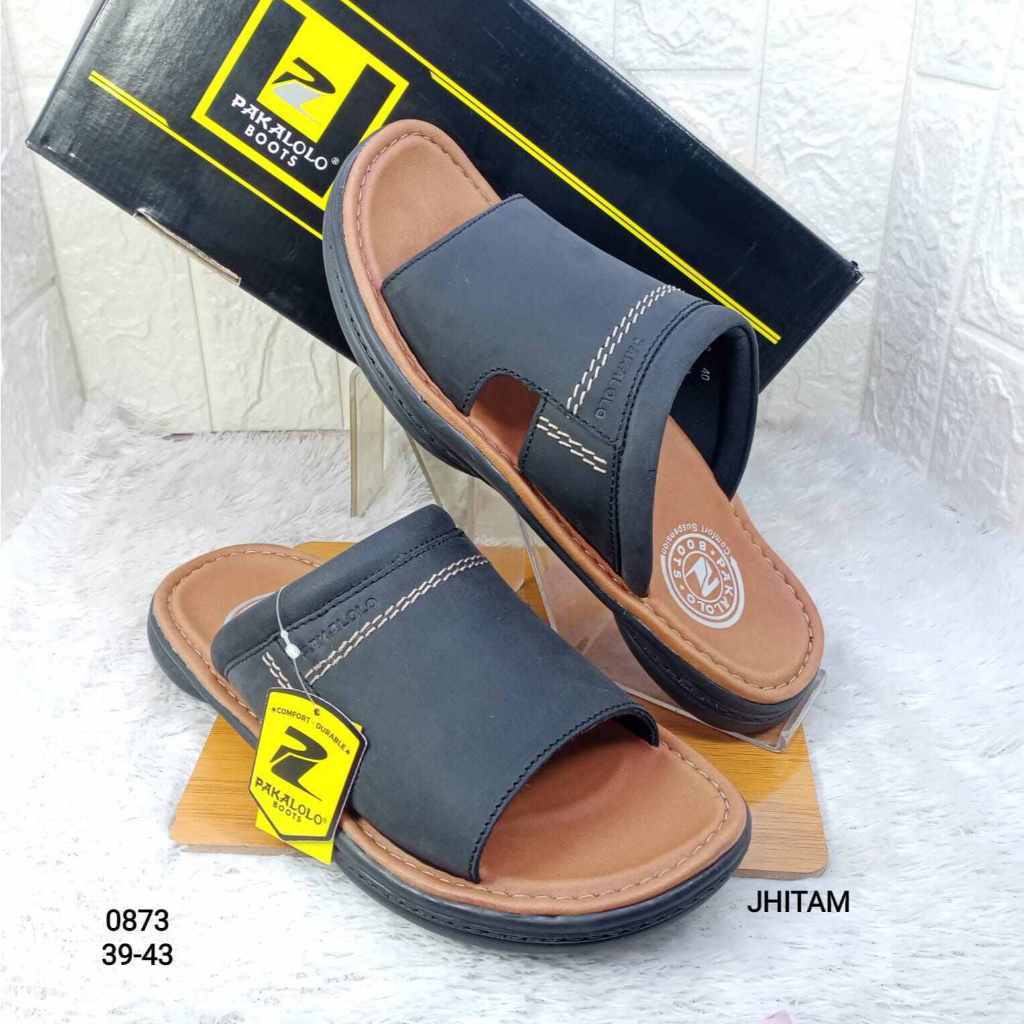 Sandal Pria Pakalolo Boots Hitam Slip-On Kulit Sintetis Sol Tebal Ukuran 39-43 SANDAL PRIA PAKALOLO 