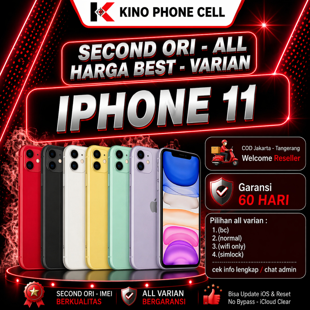 IPHONE 11 & XR Second Ori 64GB 128GB 256GB All Varian Bekas Kino Phone Cell