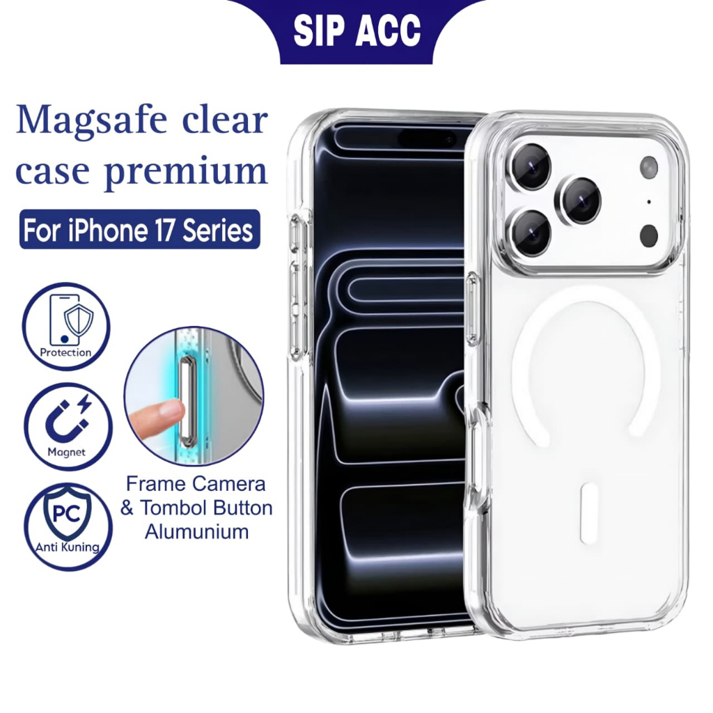 Hardcase Magsafe Iphone 17 Pro Max Air Magnetik Wireless Charging Casing Clear Anti Kuning