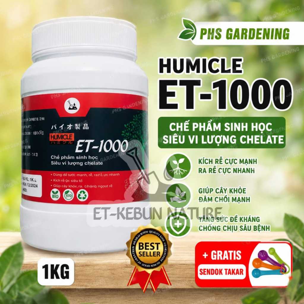 PUPUK HUMICLE ET-1000 - KEMASAN 1KG FREE SENDOK STIMULUS AKAR BATANG DAUN TUNAS SAMPAI BUAH TEKNOLOG
