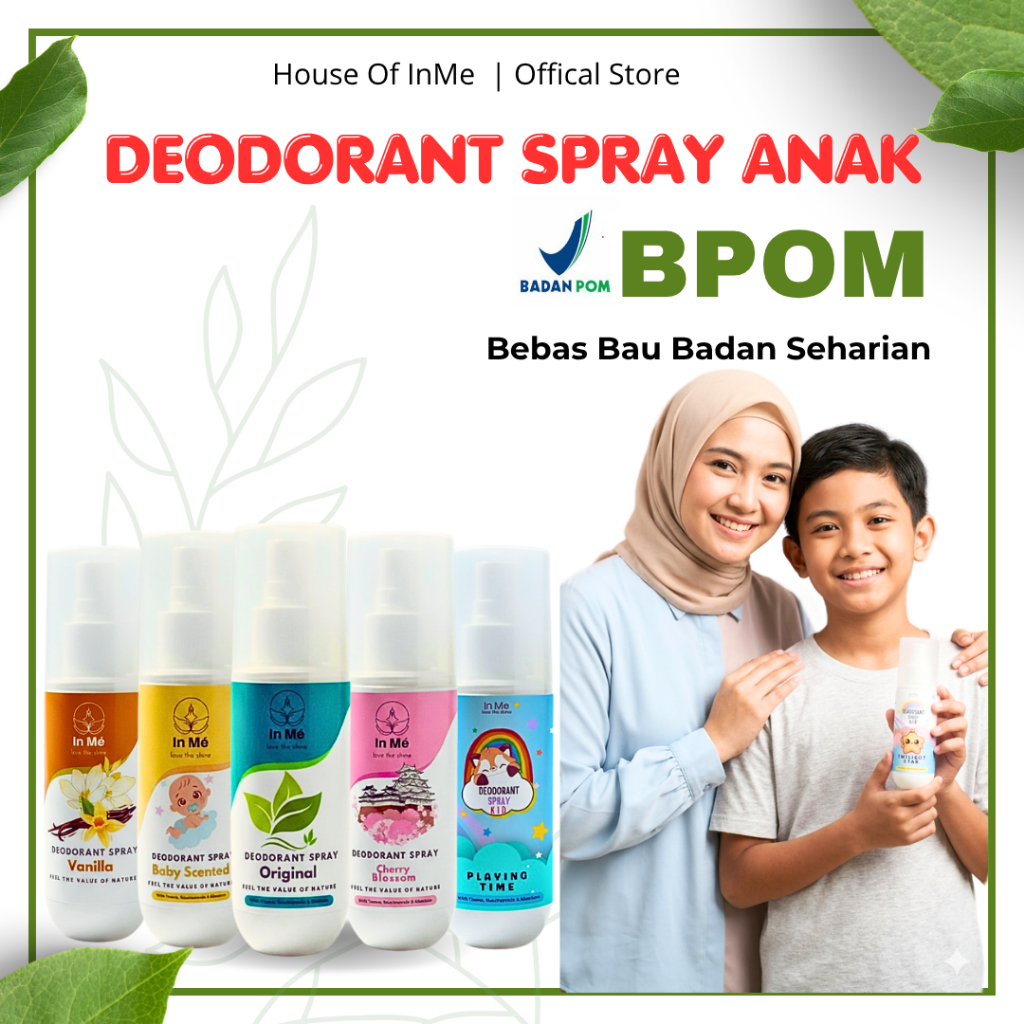 Deodorant Spray Anak InMe 100ml Bebas Alkohol BPOM - Perlindungan bau badan Aman untuk Kulit Sensiti