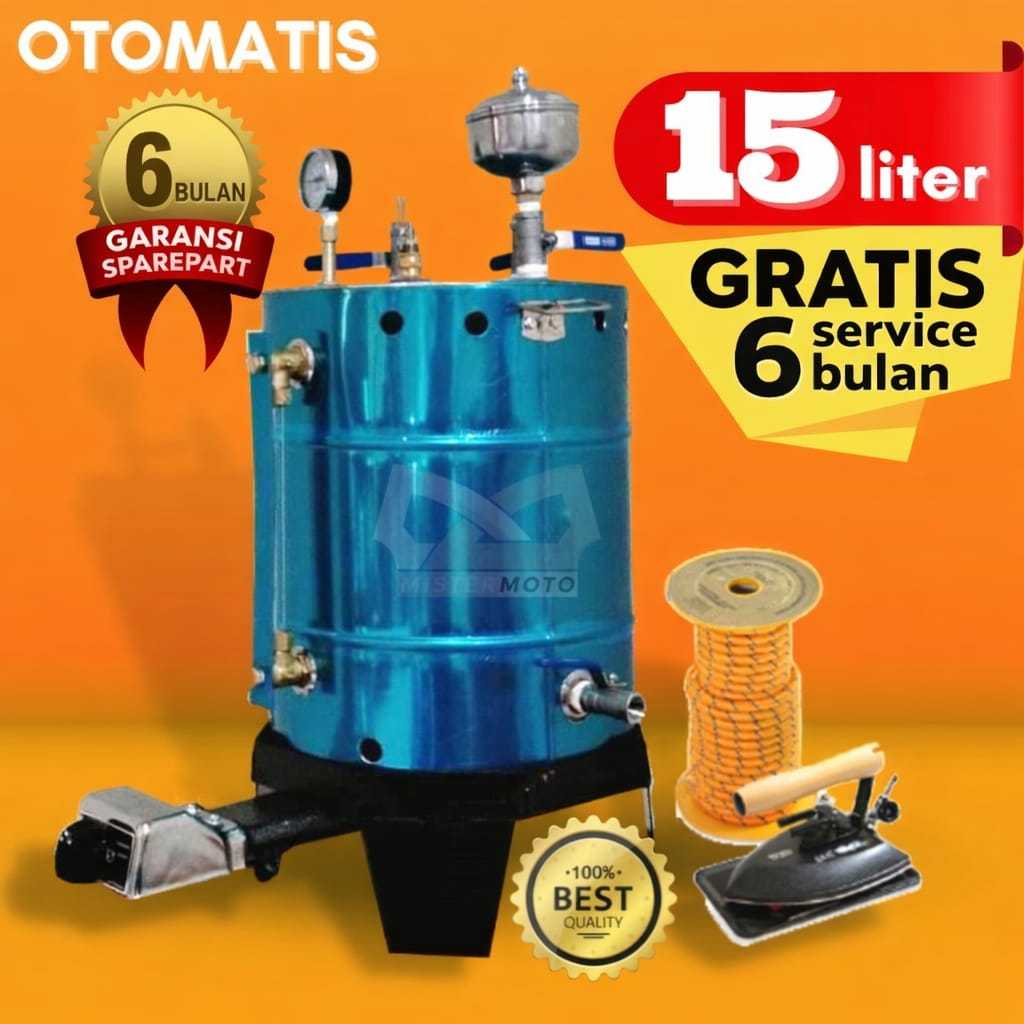 Setrika Uap Laundry Konveksi OTOMATIS API MISTERMOTO 15 liter 2 Setrika