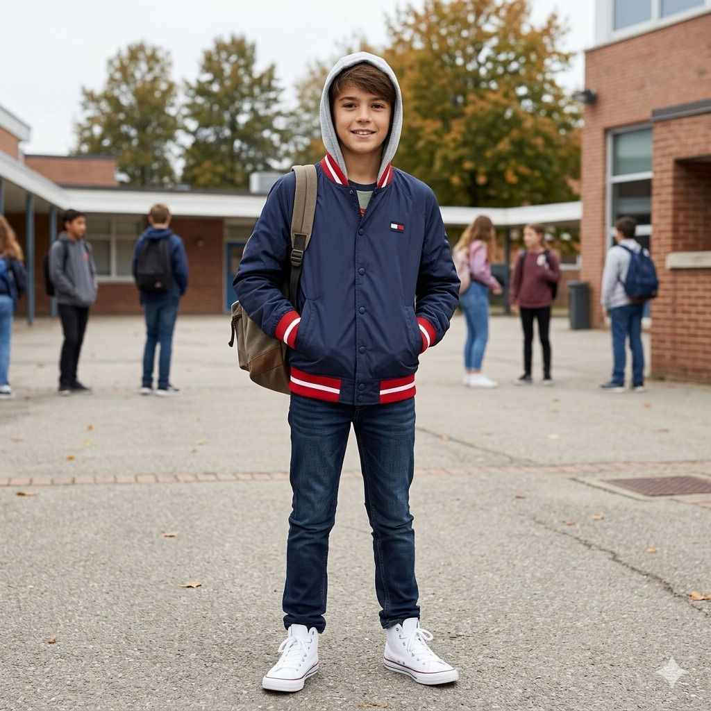 bomber varsity baseball jacket anak temaja navy super keren