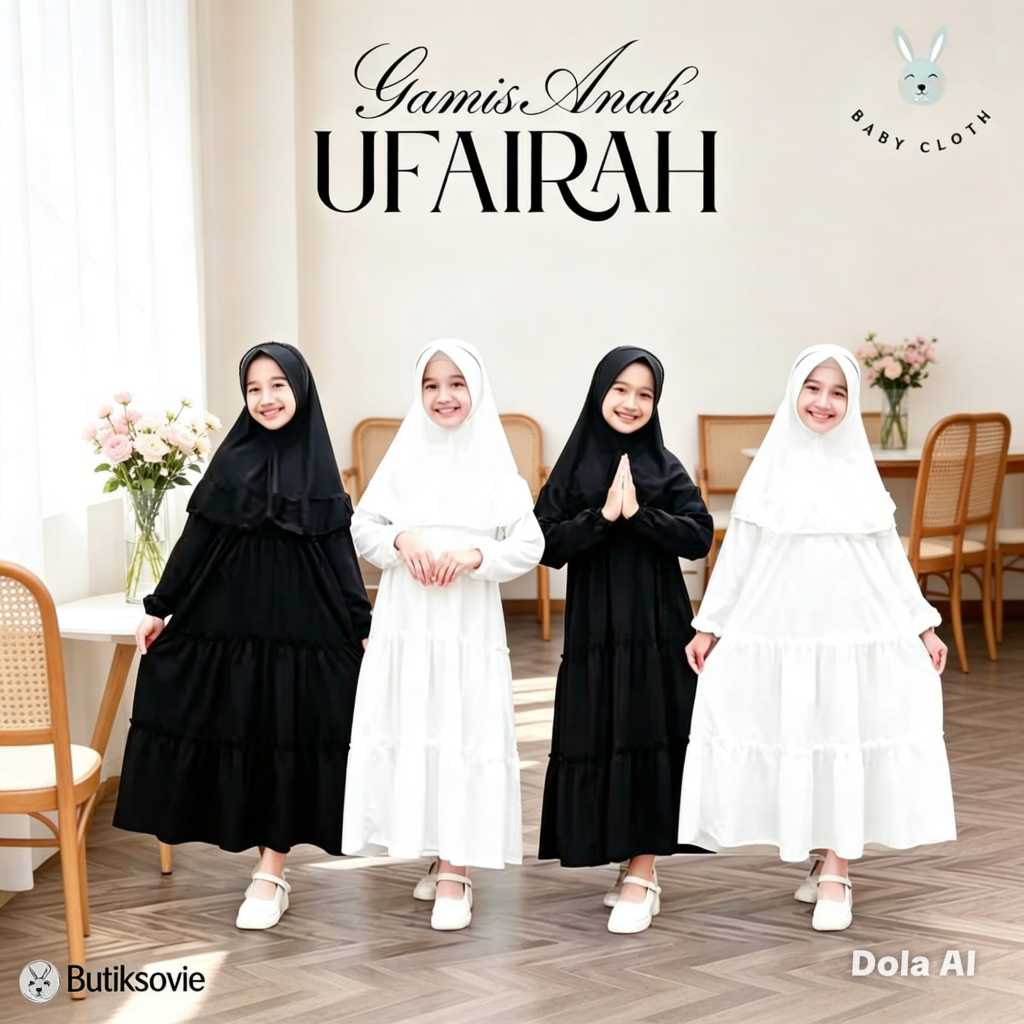 Gamis Anak Perempuan Modern 2025 Ufairah Series Baju Dress Busana Muslim Anak Gamis Remaja Tanggung
