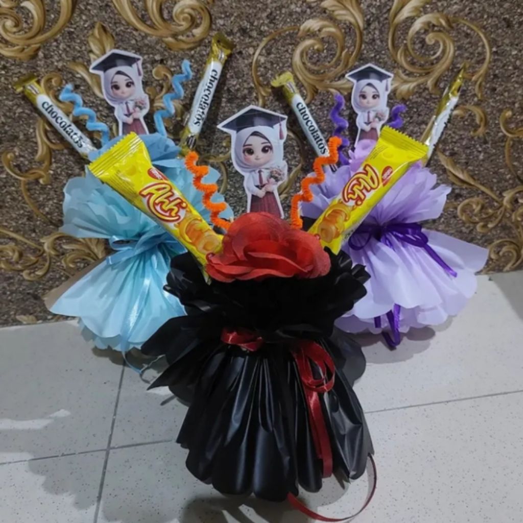 Buket Snack Wisuda Mini 15K | Cute Graduation Bouquet Murah & Unik