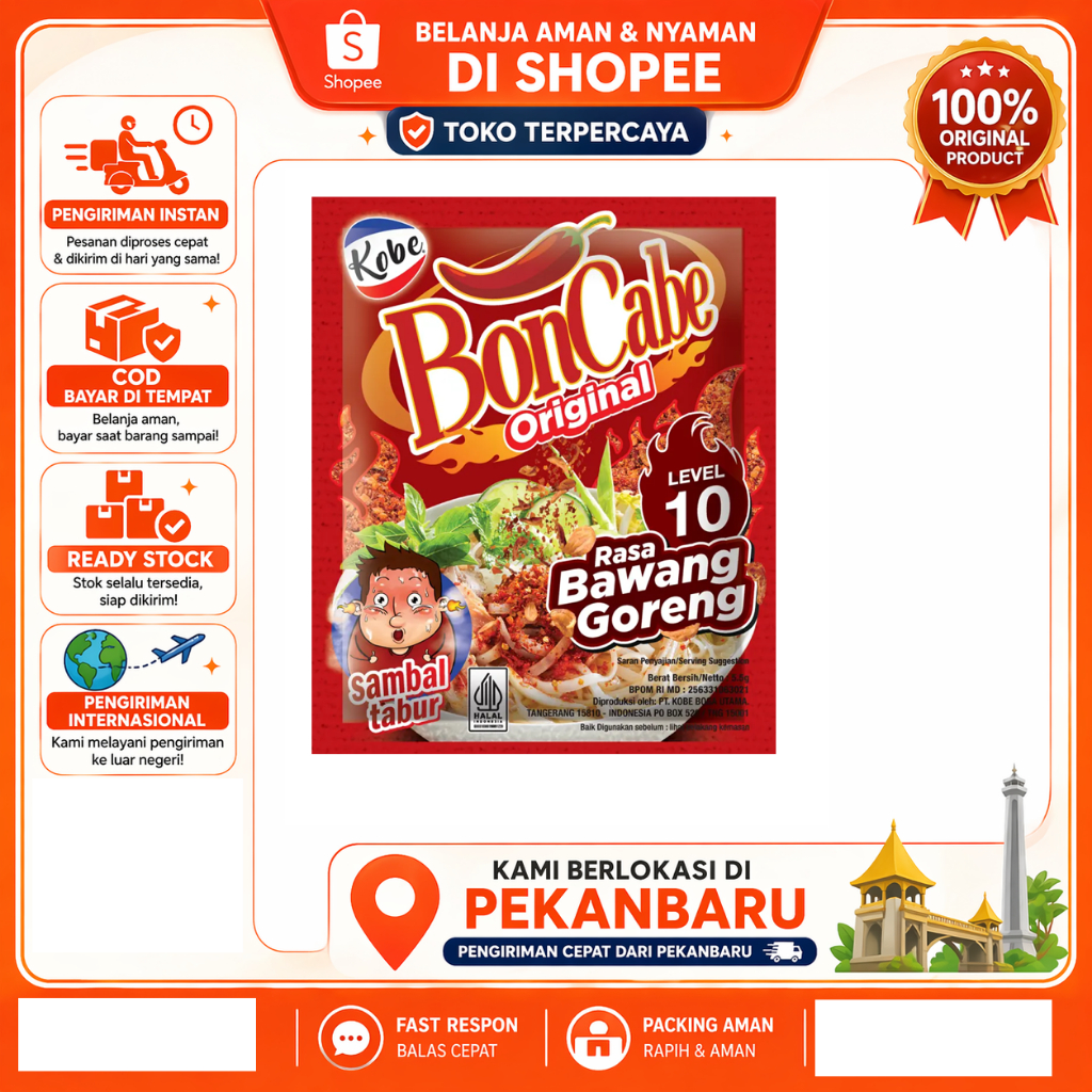 [SDW] pekanbaru/1 Saset Kobe Boncabe Original Level 10 Rasa Bawang Goreng