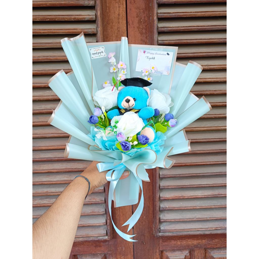 [WP] Buket Boneka Beruang Teddy Bear Wisuda Premium Bouquet Graduation Buket Bunga Artificial Bunga 