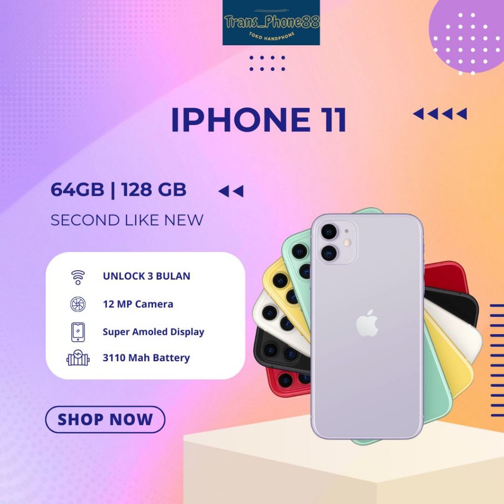 Iphone 11 64/128 Second Inter 100% Original Fullset Termurah dan Bergaransi