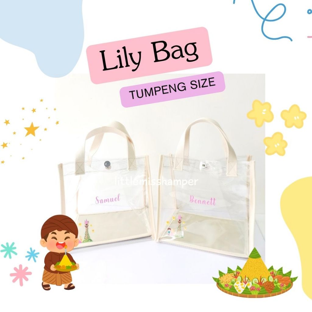 Lily Bag 22x22 / 25x25 Mika Tas Tumpeng / nasi kotak / bento nasi kuning tas souvenir mika