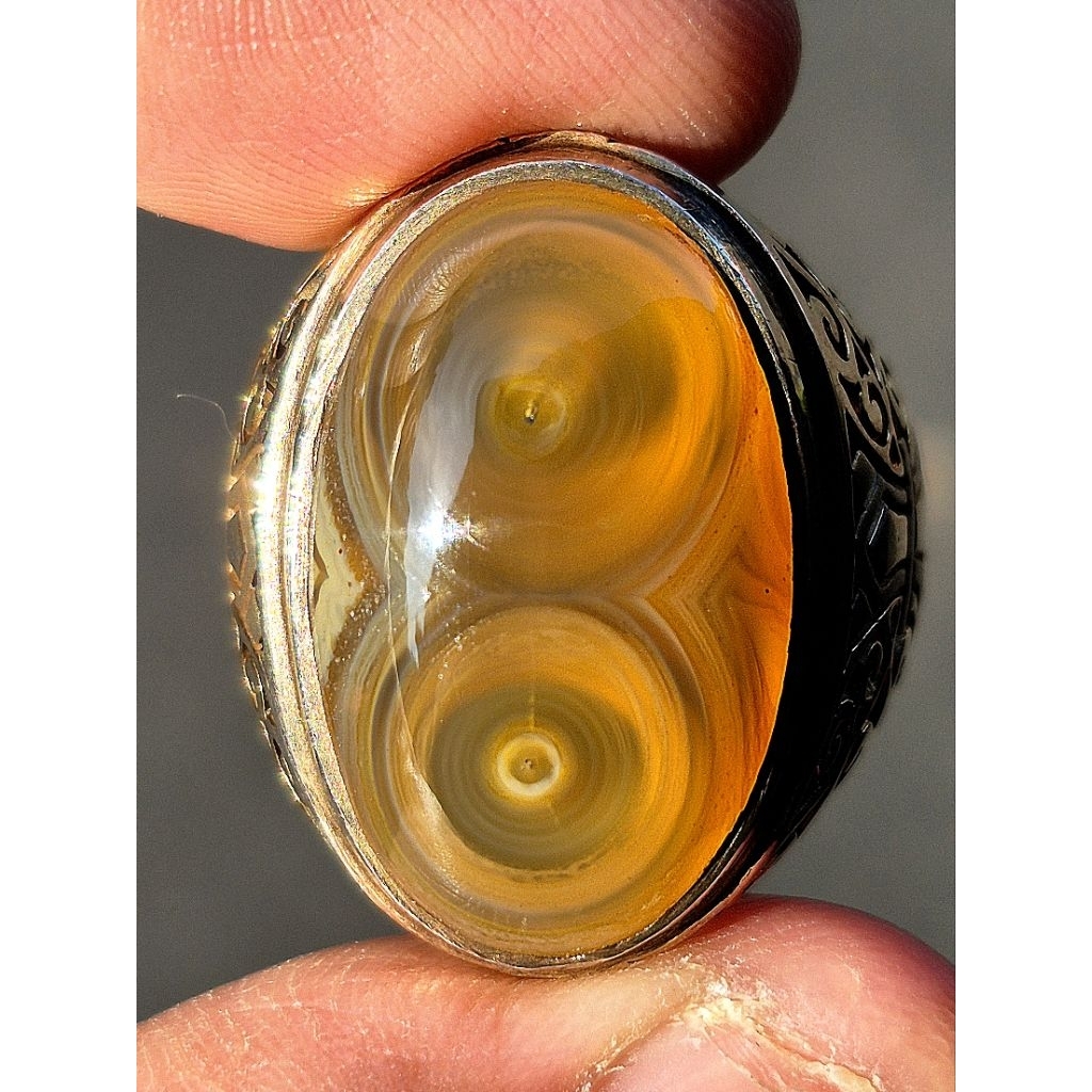 Natural batu akik angka 8 ring perak