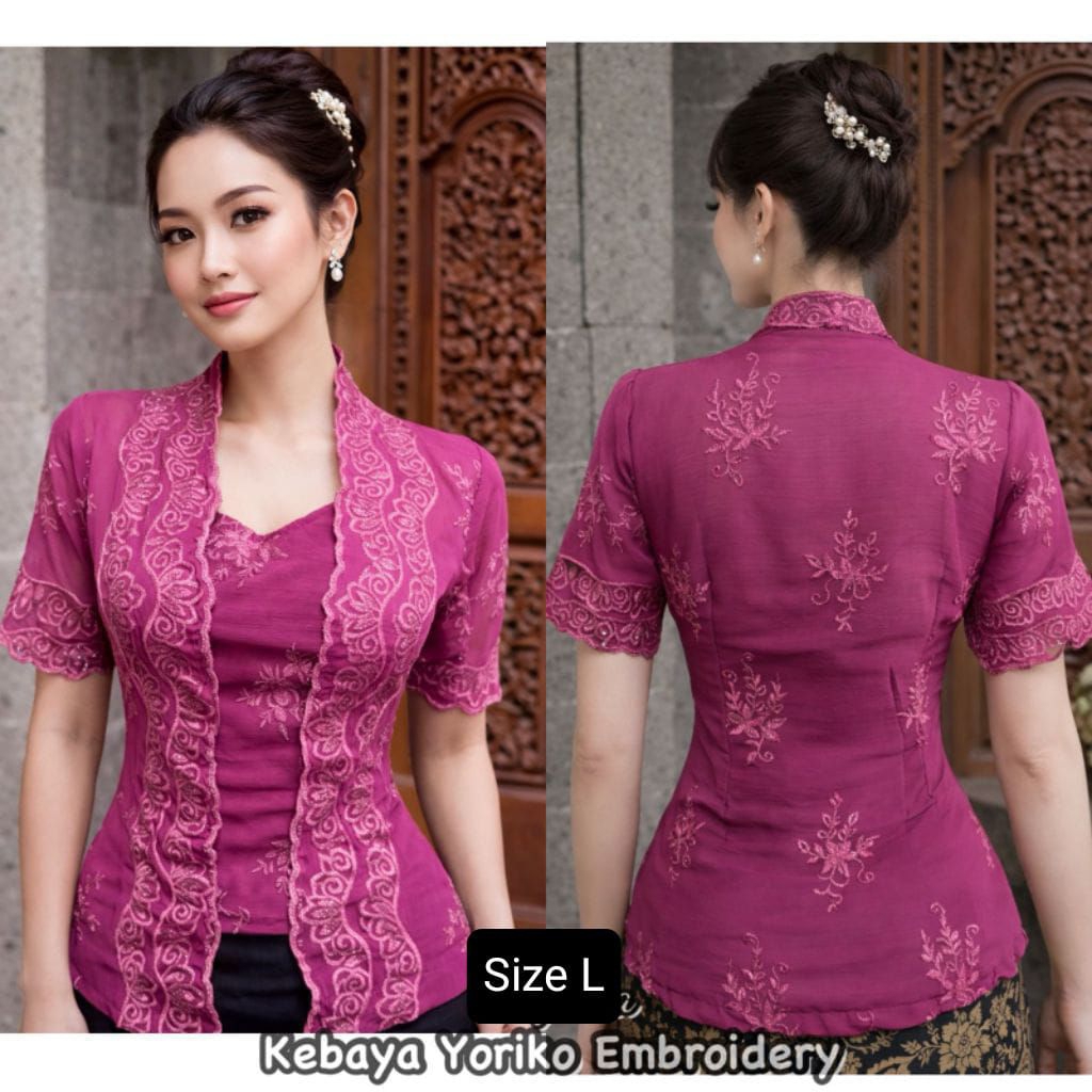 Kebaya Sifon Embroidery Lengan Pendek