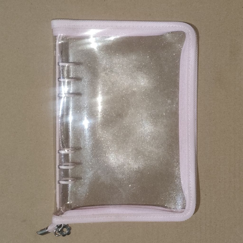 preloved binder zipper glitter pink a5 bibimcat