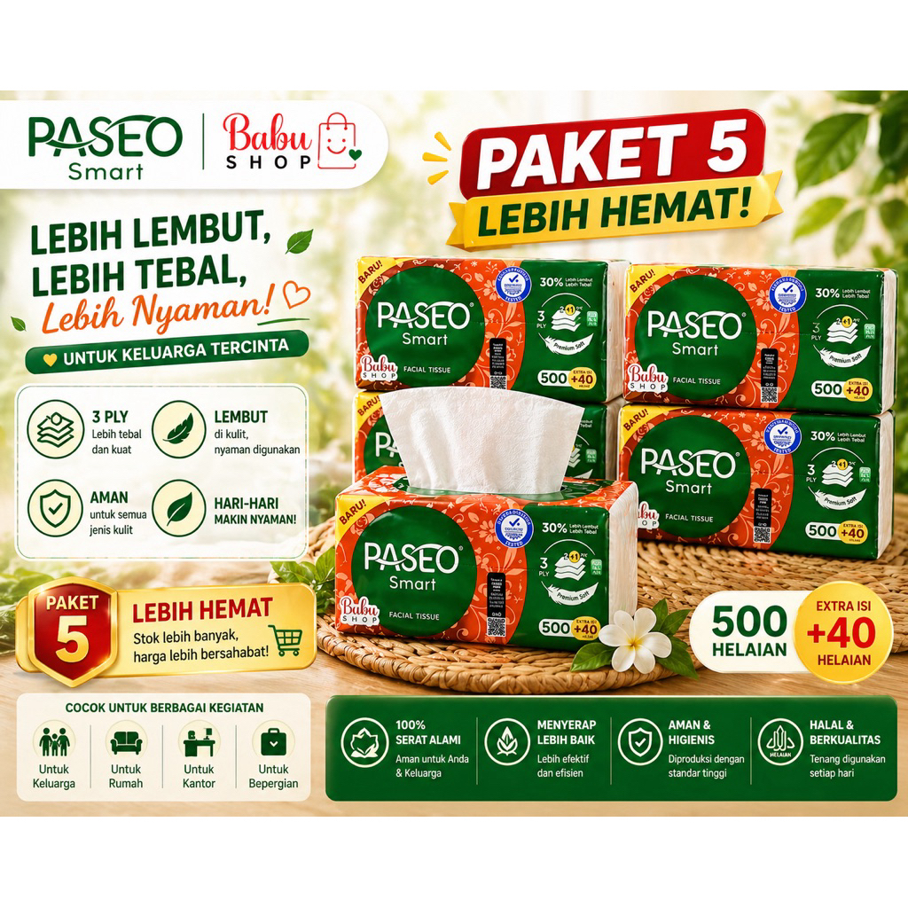 ( paket isi 5) Tissue paseo smart 540 helai ( isi 5 pcs ) NEW