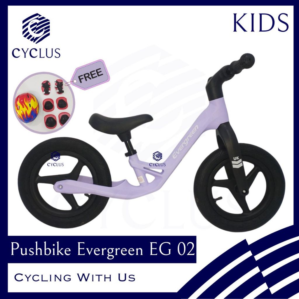 Sepeda Pushbike Balance Bike Evergreen EG02 EG 02 Terbaru Vintage Retro Ada Bonus