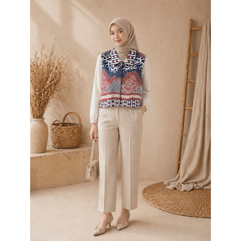 rompi batik wanita modern | rompi vest batik | rompi kerja | rompi kekinian