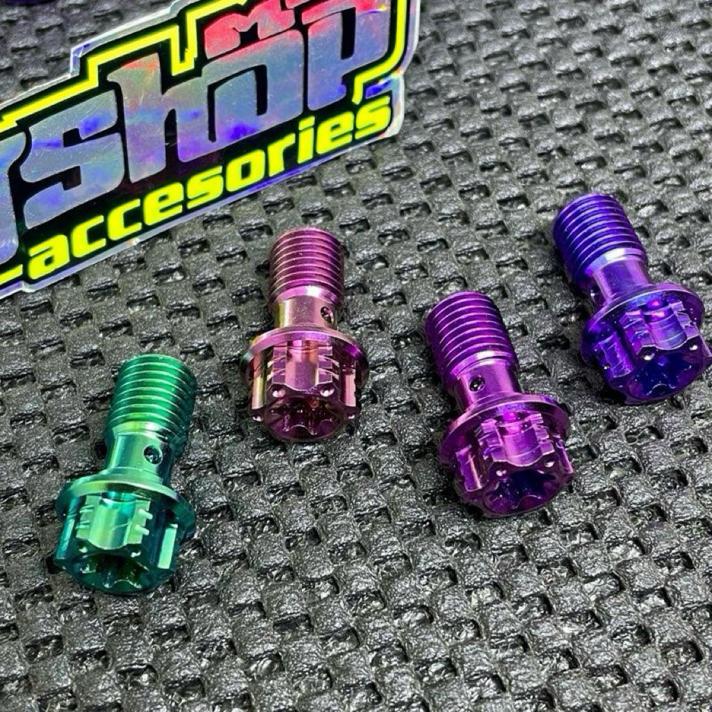 BAUT KALIPER BAUT BANJO DRAT KASAR TITANIUM ORIGINAL P TITANIUM HARGA SATUAN WARNA BLUE PURPLE UNTUK