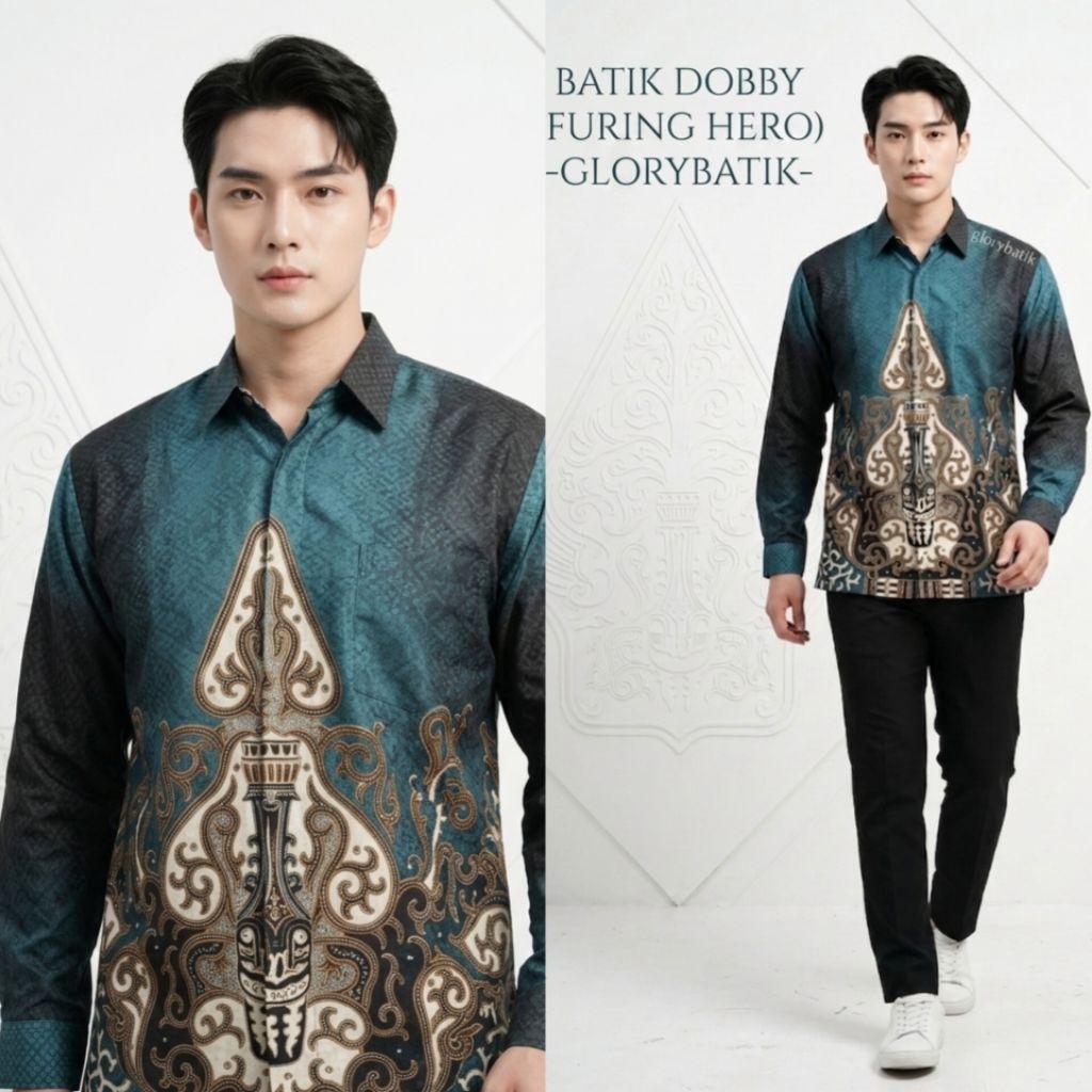 Kemeja Batik Dobby Pria Furing Premium | Atasan Batik Dobby Lengan Panjang | Baju Batik bahan Dobby 
