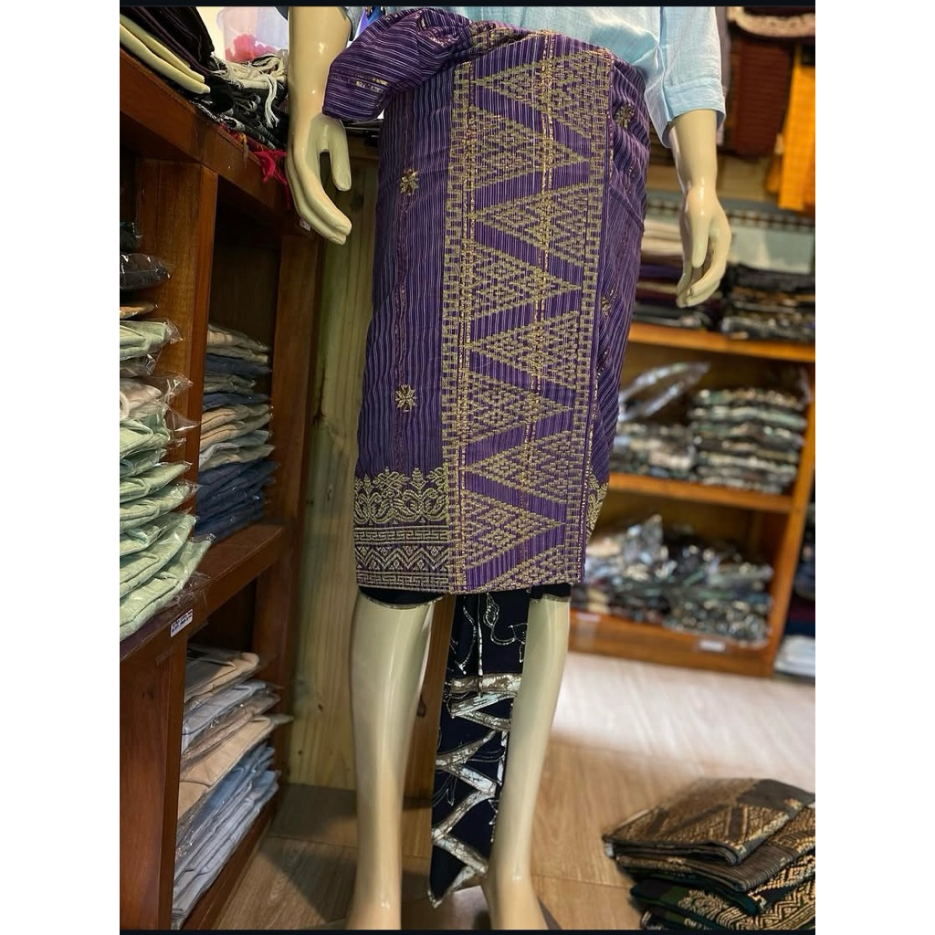 kampuh/saput endek rebong/bordir semi songket/tumpal/motif terbaru/murah/best seller/ungu/abu/hijau/