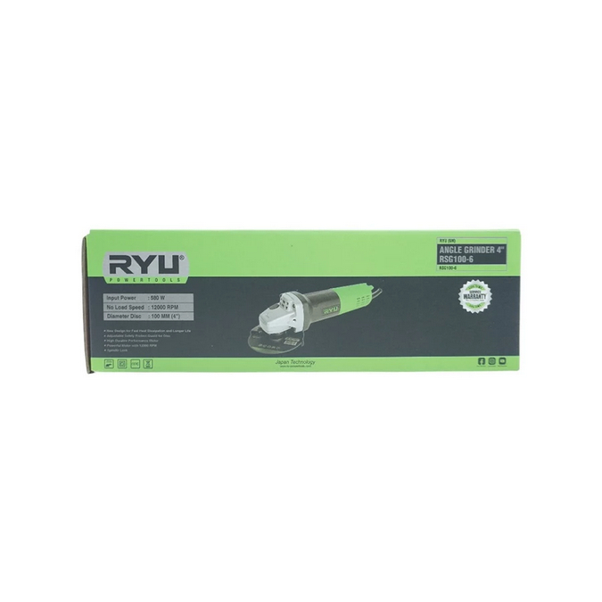 RYU Angle Grinder RSG100-6 Mesin Gerinda Tangan 4” (580W) RYU Power Tools