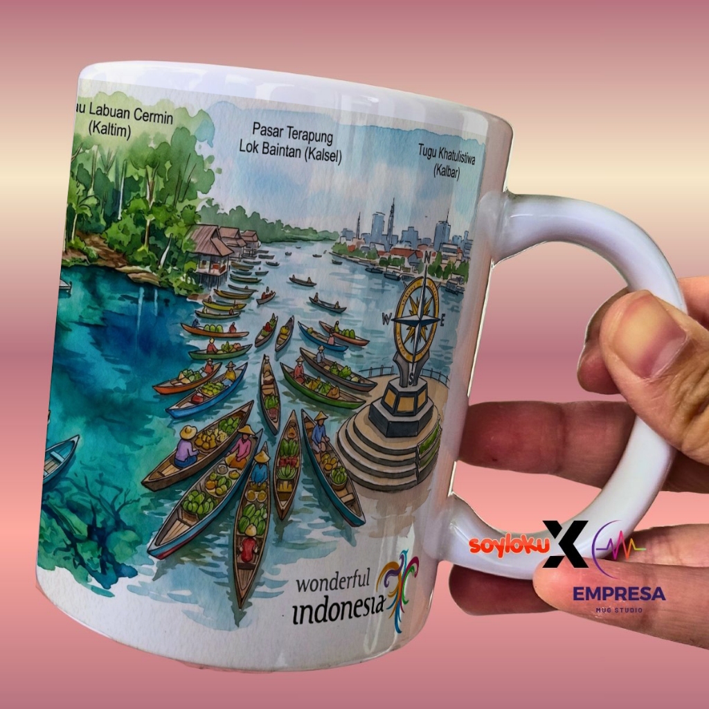 merchandise kalimantan indonesia mug oleh oleh cenderamata taman nasional tanjung puting, derawan ,l