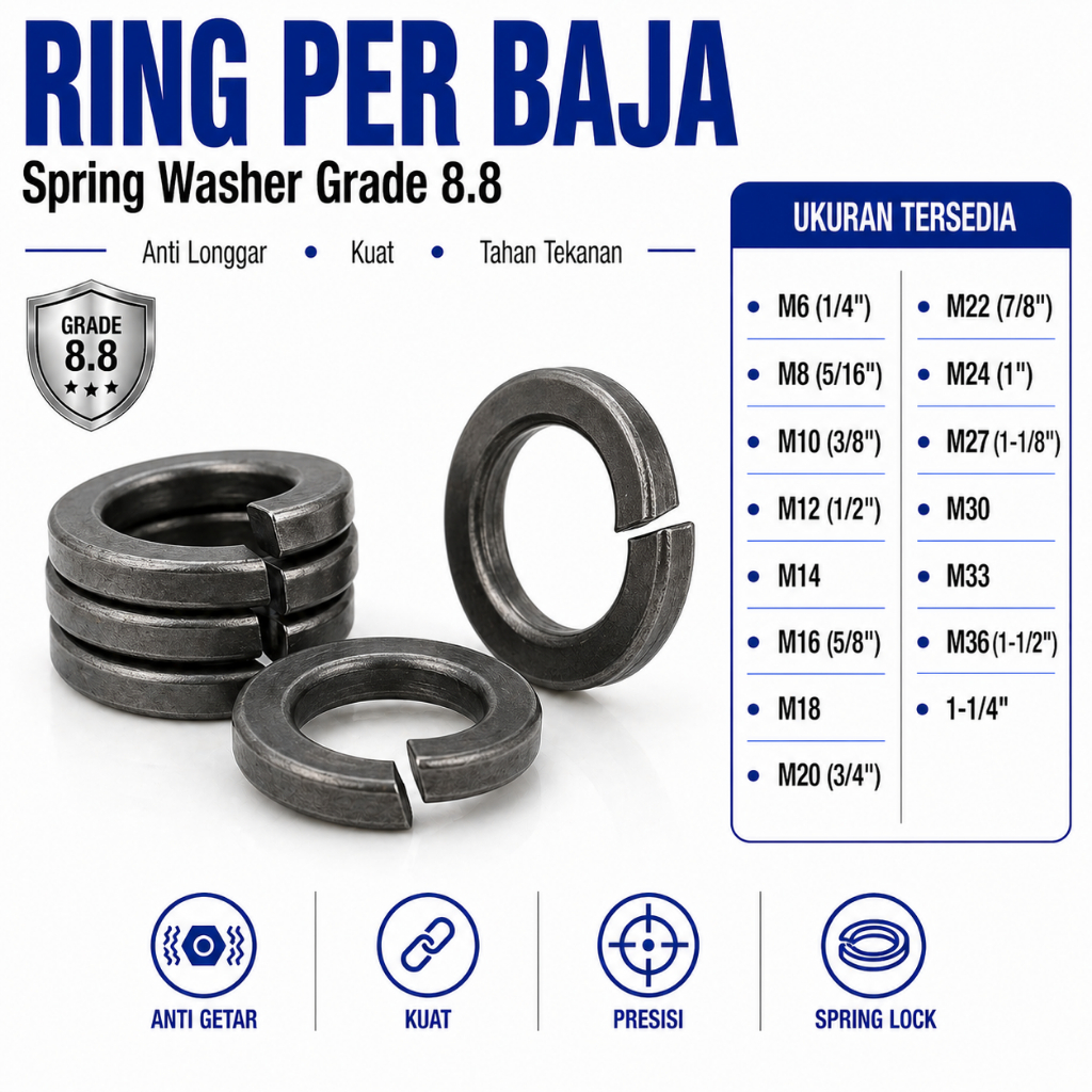 Ring Per M18 / Spring Washer M18 / WP M18 / Ring Per Baja M18 Grade 8.8