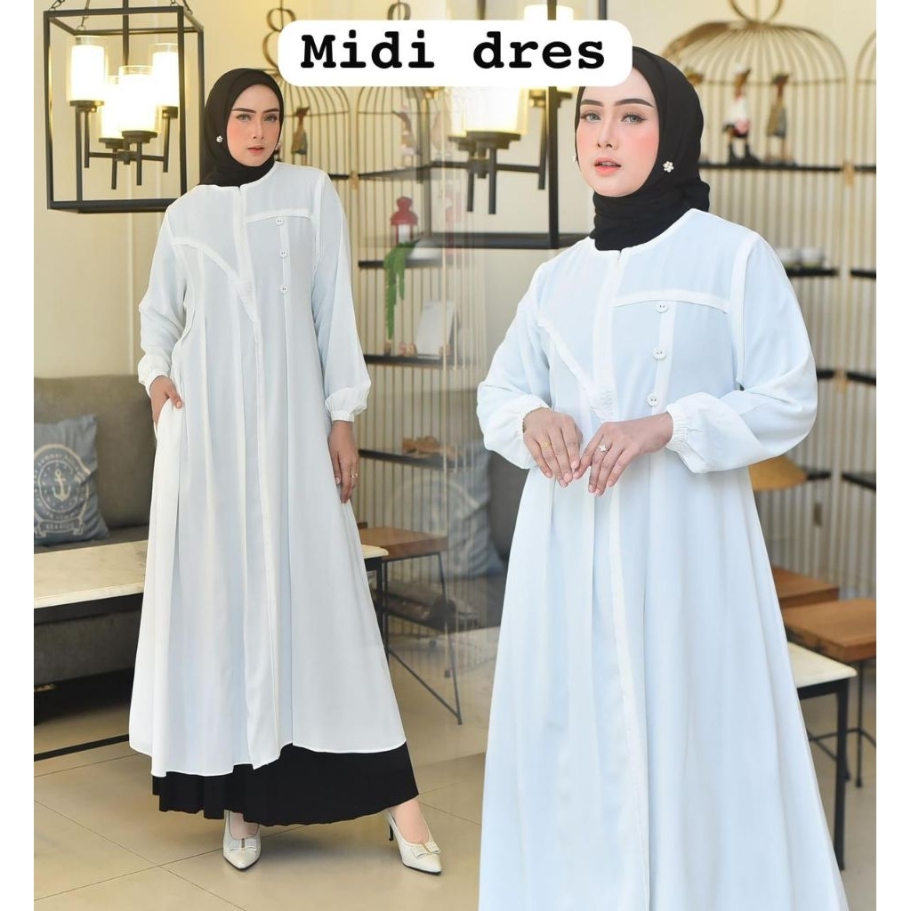 Gamis Dewasa Wanita Mini dress Hitam dan Putih