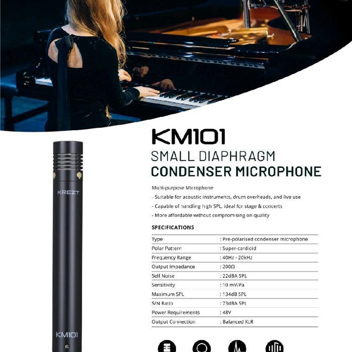 KREZT KM-101 Small Diaphragm Phantom 48v Condenser Microphone kondensor ORIGINAL TERBAIK