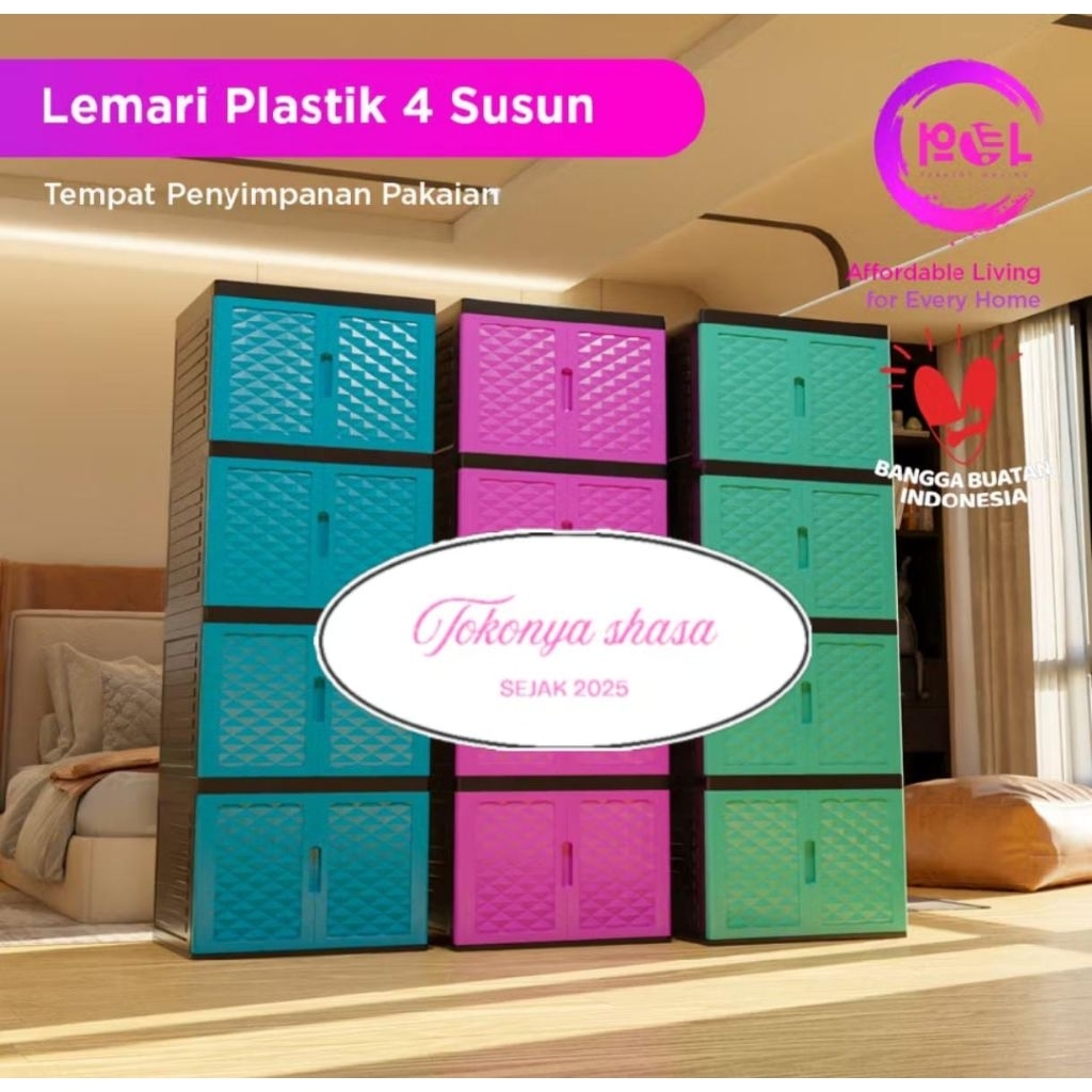 Tokonya Shasa furniture Pekanbaru,LEMARI PLASTIK JUMBO TINGI 150CM 4 SUSUN RANDOM/REQUEST LEMARI VIR