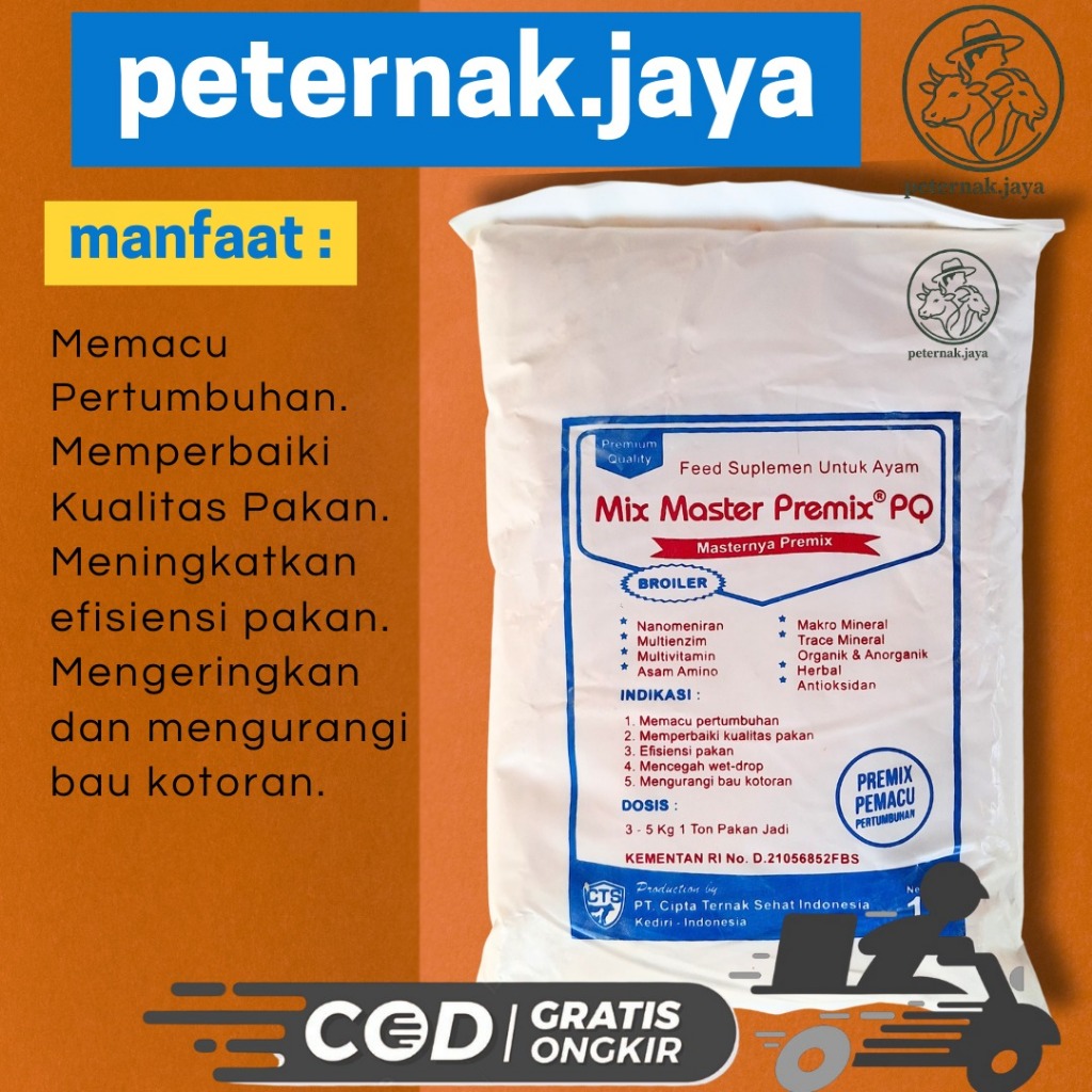 MIX MASTER PREMIX BROILER PQ 1 KG - Premix Ayam Broiler Pedaging Ayam Potong untuk Pemacu Pertumbuha