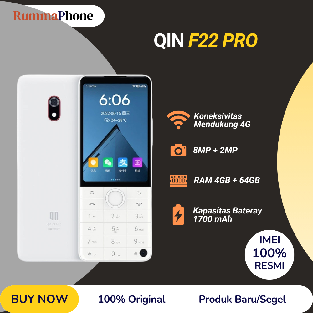 Qin F22 Pro 4GB 64GB Android 12 Touchscreen Global Version Keypad T9 Layar 3.54 Inci Helio G85 Octa 