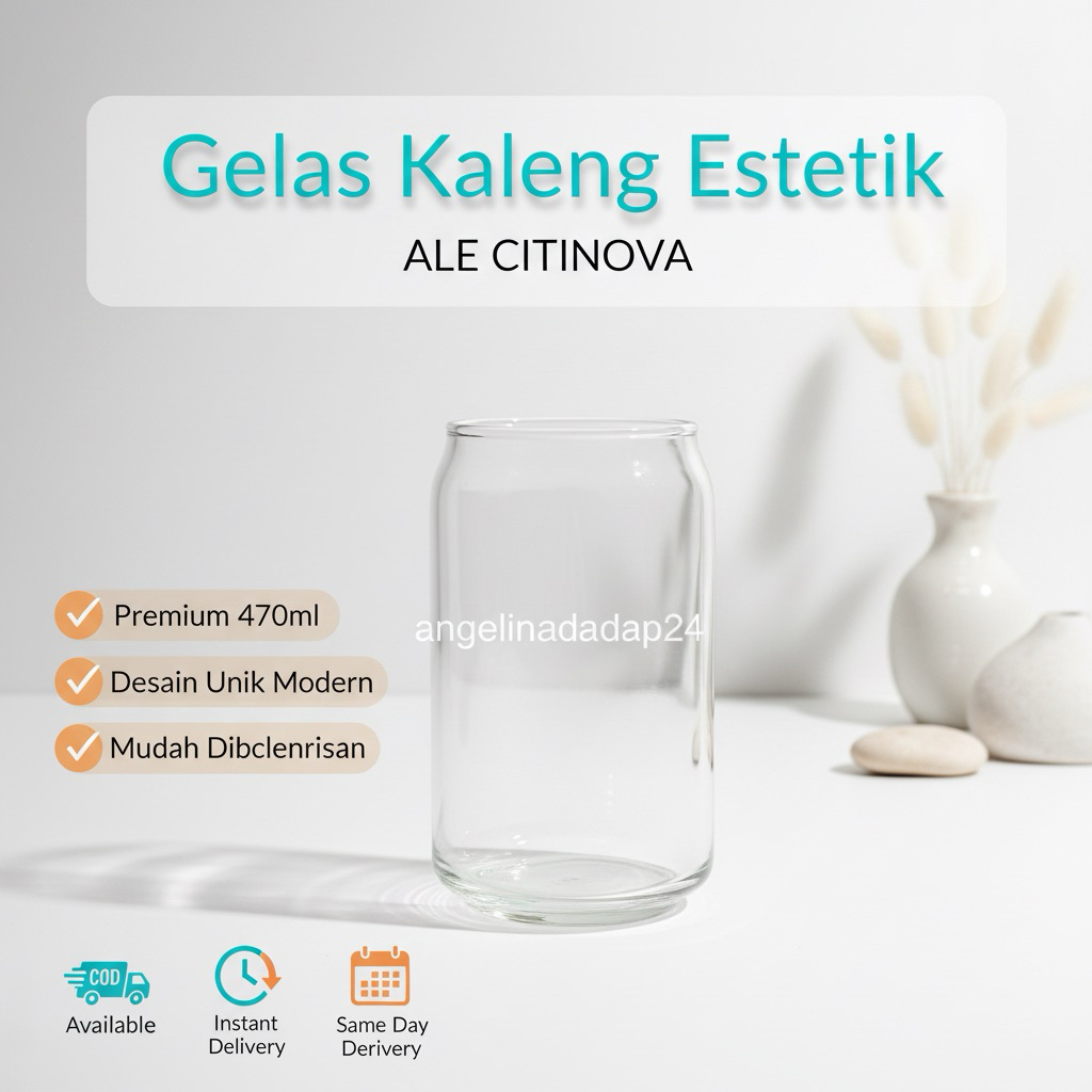 Gelas Kaca Unik Model Kaleng ALE Citinova 470ml Model Kaleng Estetik