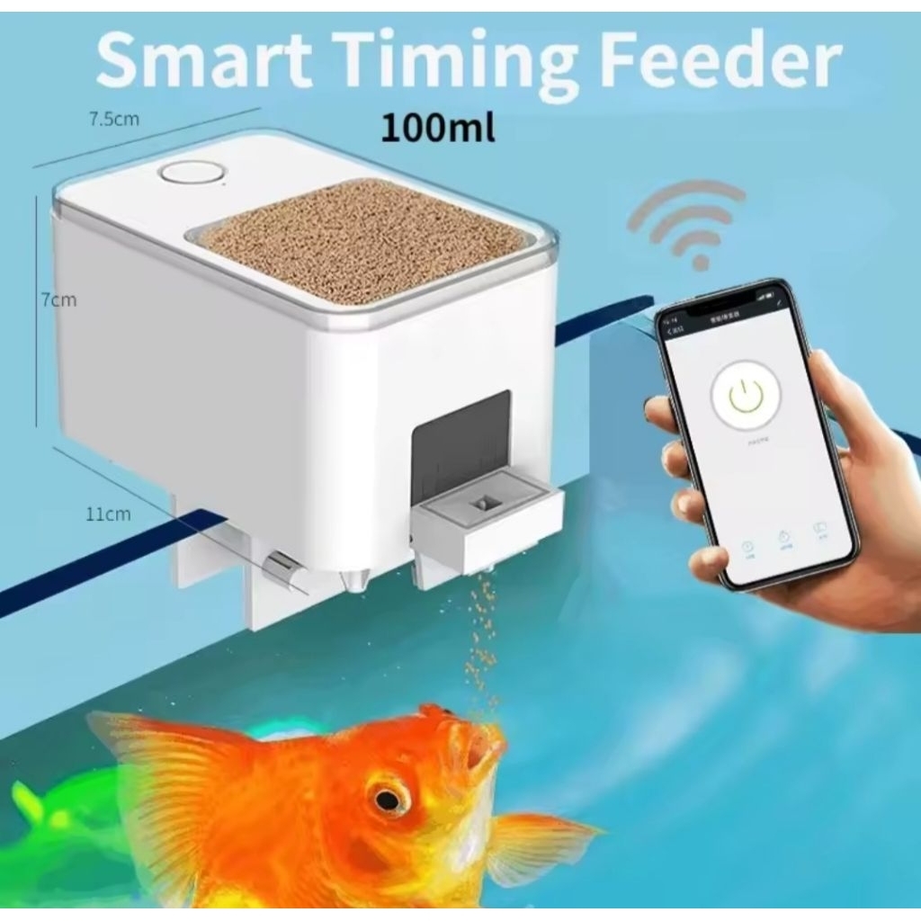 tempat makan ikan aquarium otomatis timer dispenser otomatis.tempat pakan ikan
