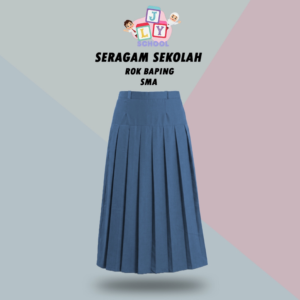 Seragam SMA Rok Panjang Rempel Bawah Pinggang Abu - Seragam Sekolah - Rok Rempel - Rok SMA