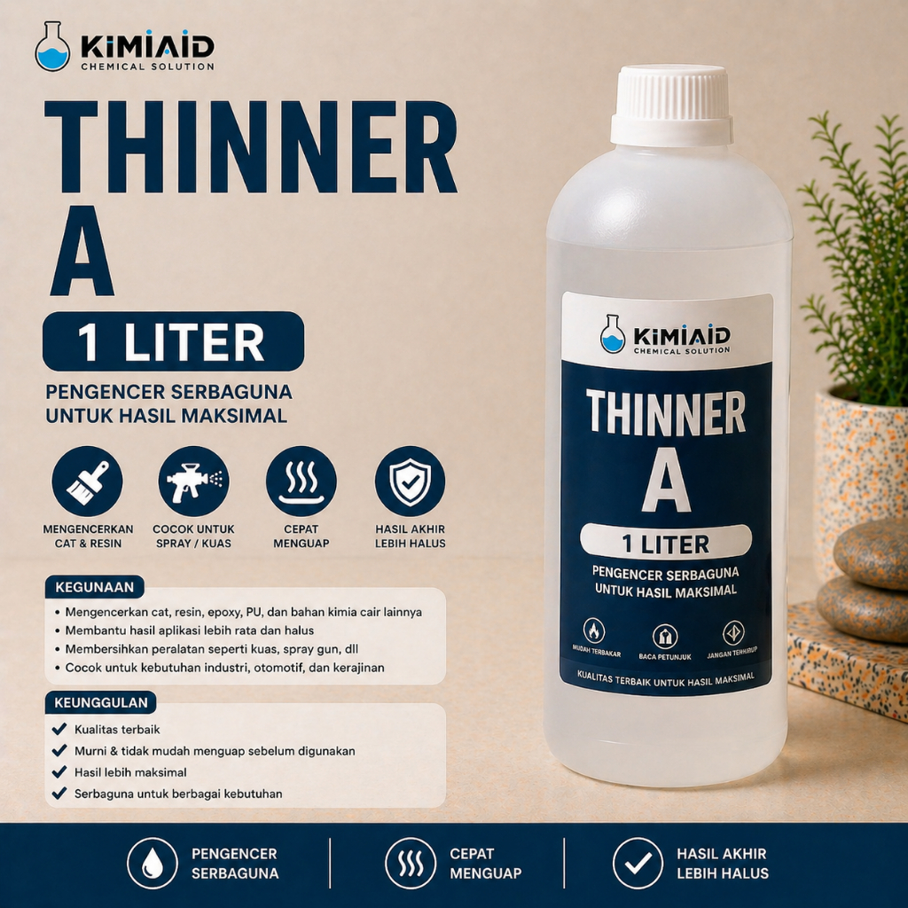 Thinner A 1 Liter Pengencer Cat NC Epoxy Duco Tinner Cuci Wash Tiner Glossy Cepat Kering Pelarut