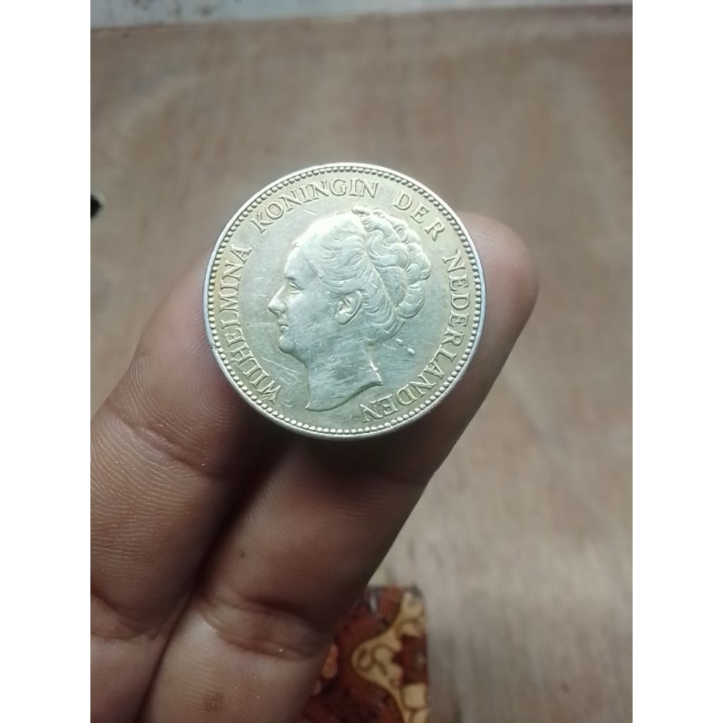 Koin kuno perak asli Wilhelmina belanda