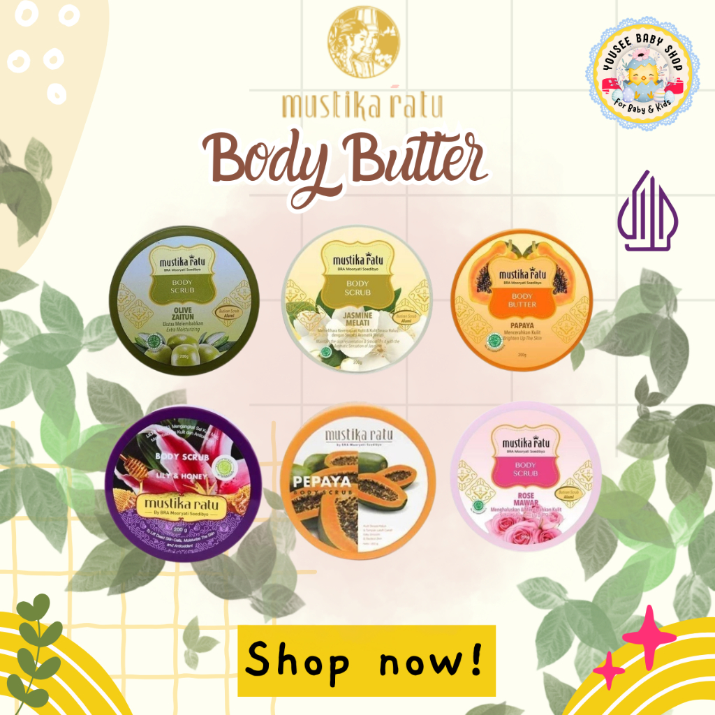 Mustika Ratu Body Butter | Netto 200gr | Body Scrub | Menutrisi dan Meremajakan & Memberikan Kelemba