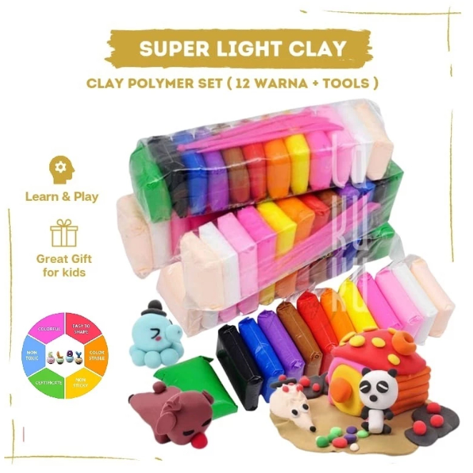 Magic Soft Clay 12 Warna/Clay 12 Warna Lilin Mainan Edukasi Anak-Anak/Per Bungkus
