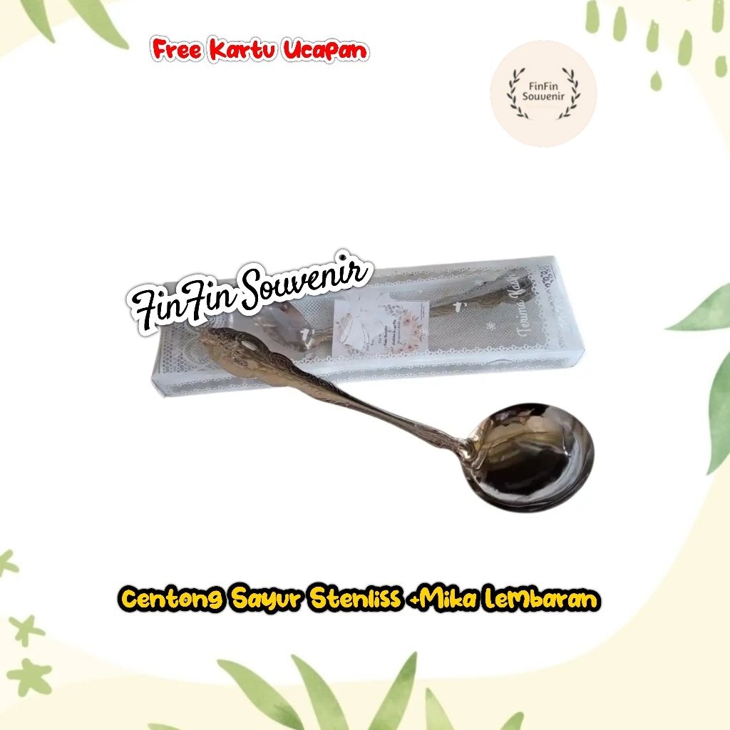 (isi 100pcs) Souvenir Centong Stenlis Sayur Kemas Box Mika Lembaran free kartu ucapan