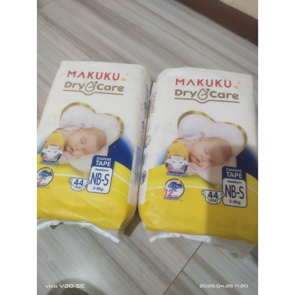 [BUNDLING 2PACK/BALL] PEMPERS MAKUKU DRY CARE DIAPERS BABY NB-S 44PCS