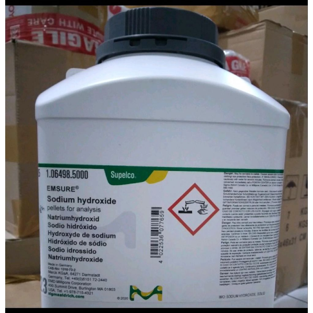 Sodium Hydroxide Merck. 106498.5000. Kemasan 5KG. NaOH 5KG Merck