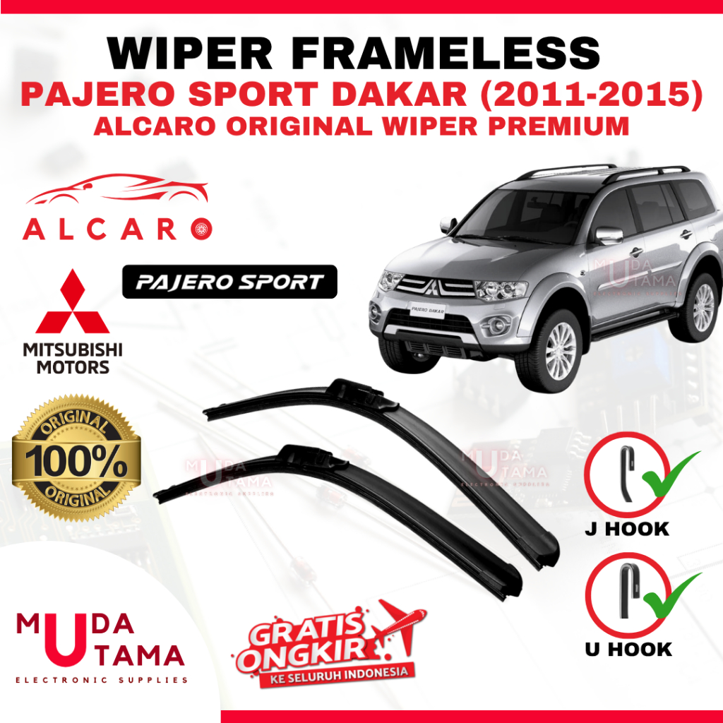 Wiper Frameless PAJERO SPORT DAKAR 2011 s/d 2015 Original Alcaro - Sapu Kaca PAJERO SPORT DAKAR - Wi