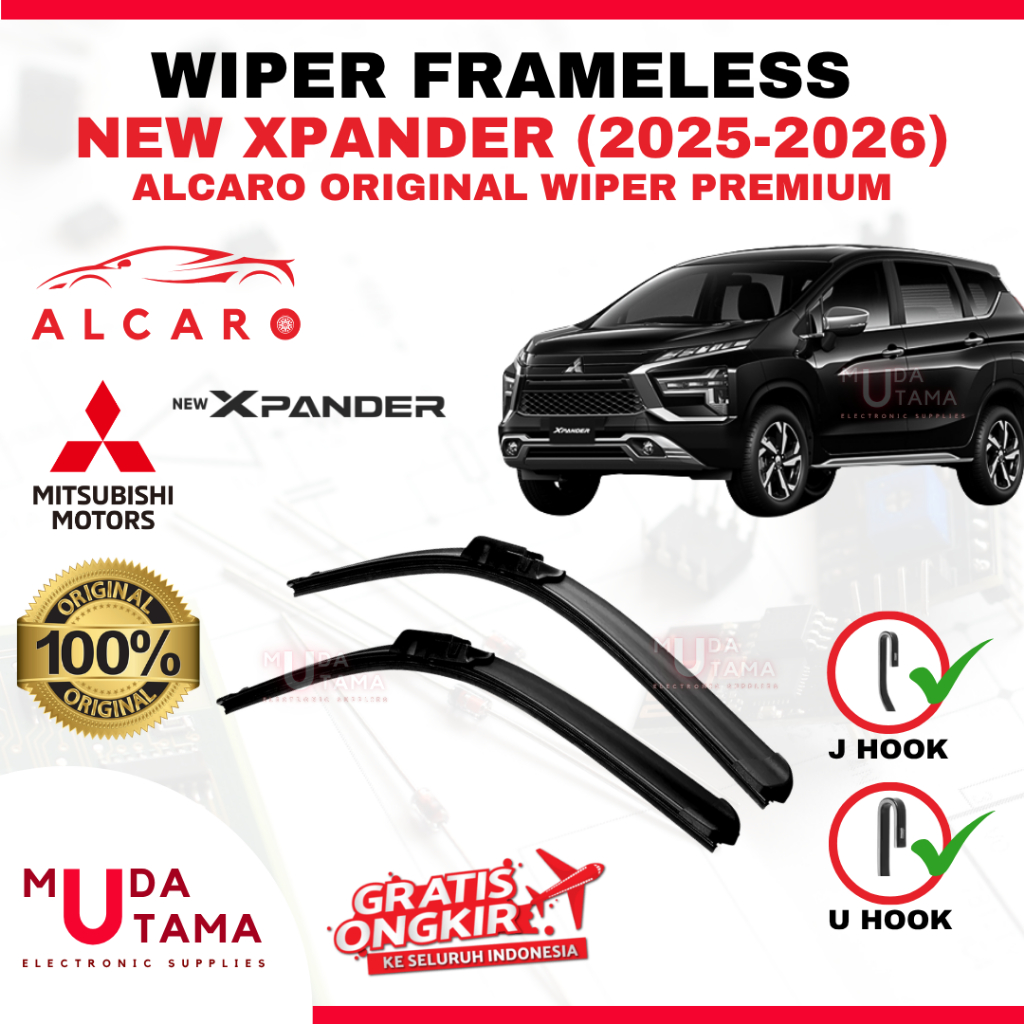 Wiper Frameless XPANDER CROSS 2017 s/d 2026 Original Alcaro - Sapu Kaca XPANDER CROSS - Wiper XPANDE