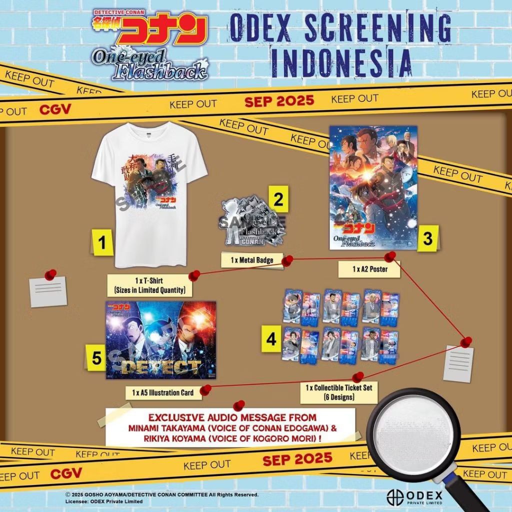 Detective Conan One-eyed Flashback ODEX Screening Indonesia Merchandise T-Shirt XXL Poster A2 Collec
