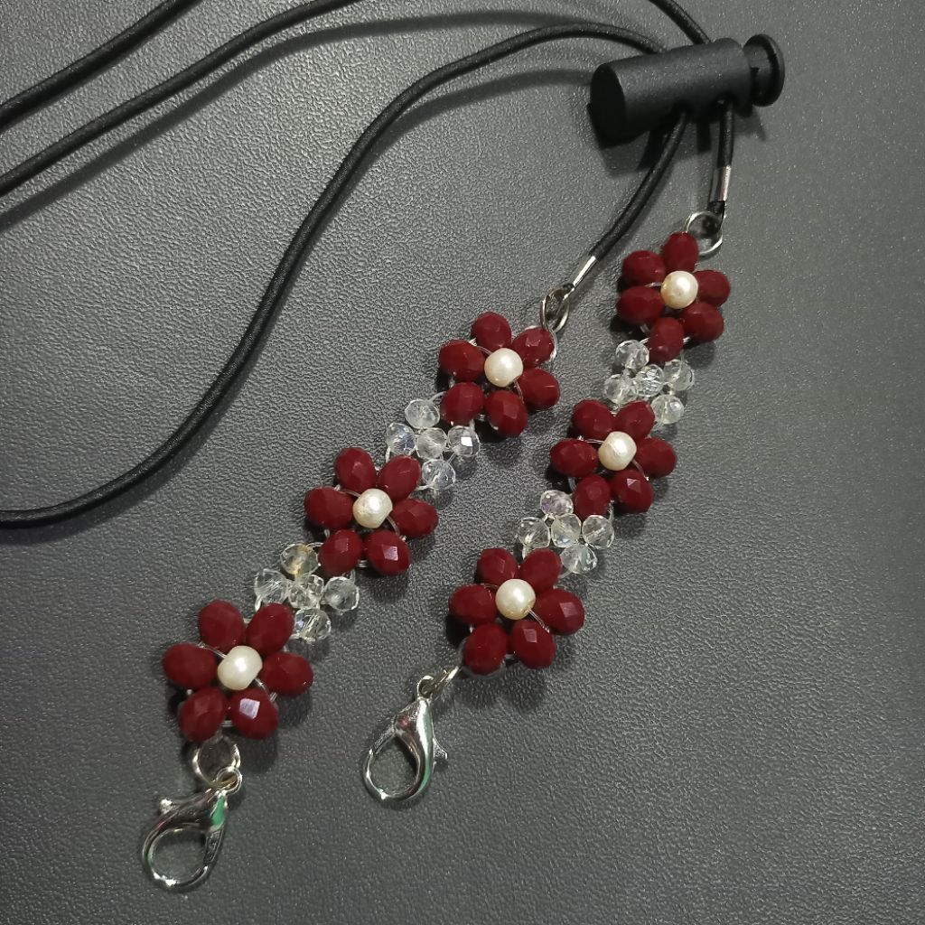 Strap Masker Hijab Mutiara - Merah Maroon