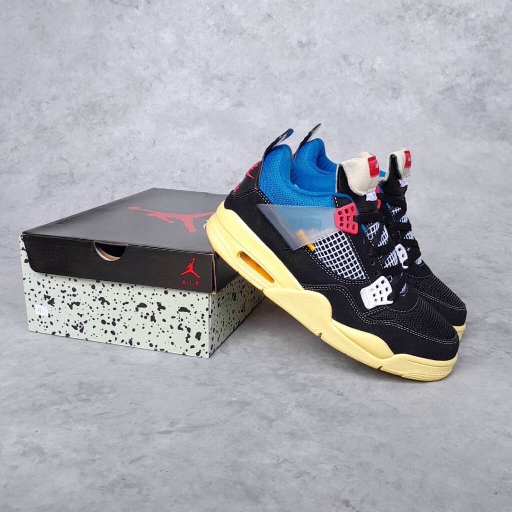 ( Abuy project ) Sepatu Sneakers Air Jordan 4 Retro Union Off Noir
