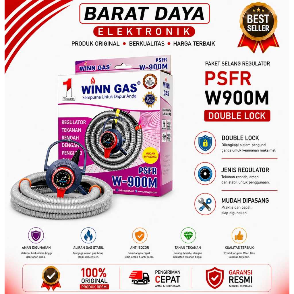 PAKET REGULATOR SELANG WINN GAS W900 M / SELANG PAKET REGULATOR WINN GAS PSFR W 900 M