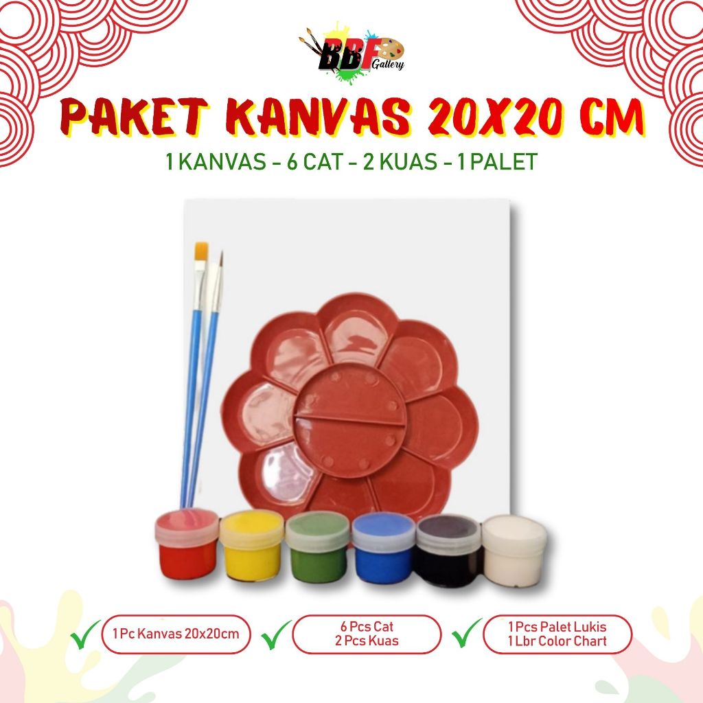 Alat Lukis Lengkap 1 Paket Komplit 4 in 1 Kanvas Cat Air Akrilik Kuas Palet Set Melukis