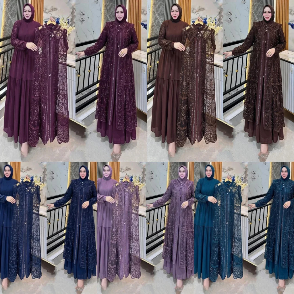 Baju Gamis 2026 Model Terbaru Selena Dress Brukat Premium Outher Terpisah Gamis Ceruti Babydoll
